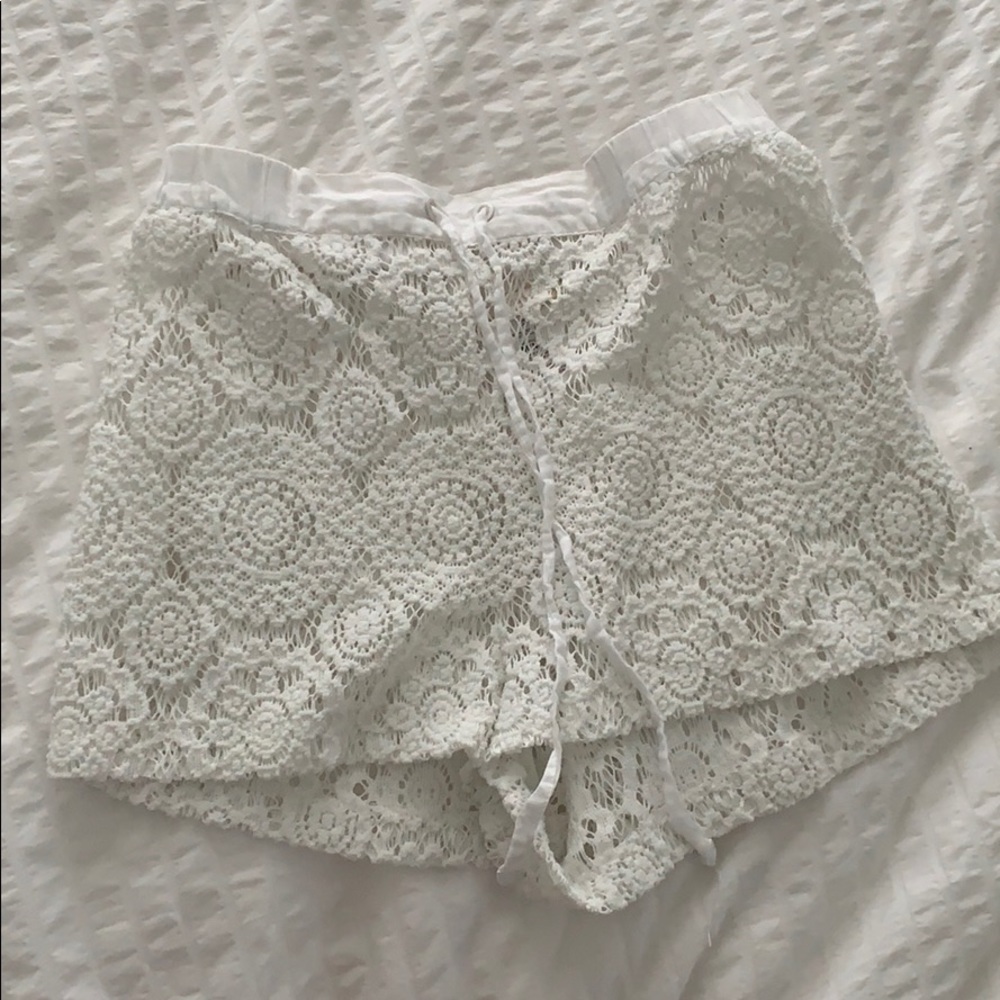 White lace shorts